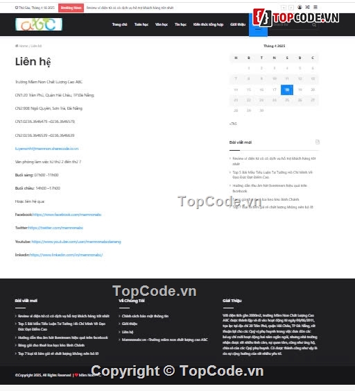 mầm non,Website Trường mầm non,Sharecode Website Trường mầm non cho bé